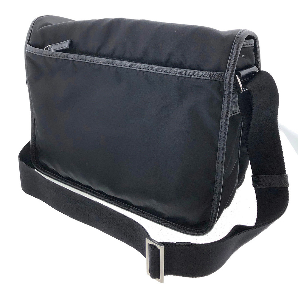 Prada Nylon Messenger Shoulder Bag Black Tesut Saffiano
